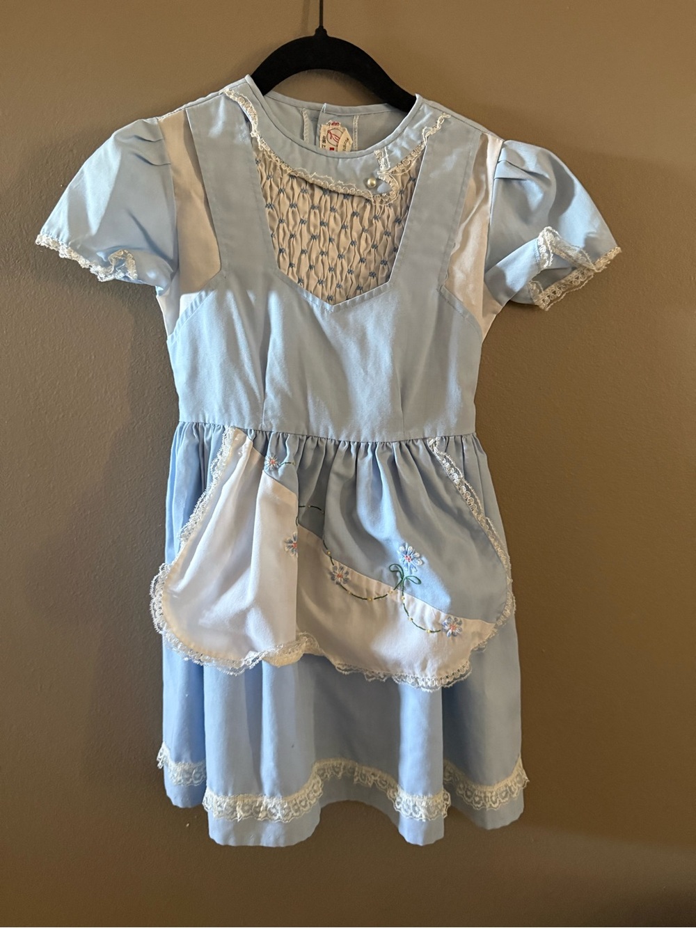 Light Blue Girls' Smocked Pocket Dress